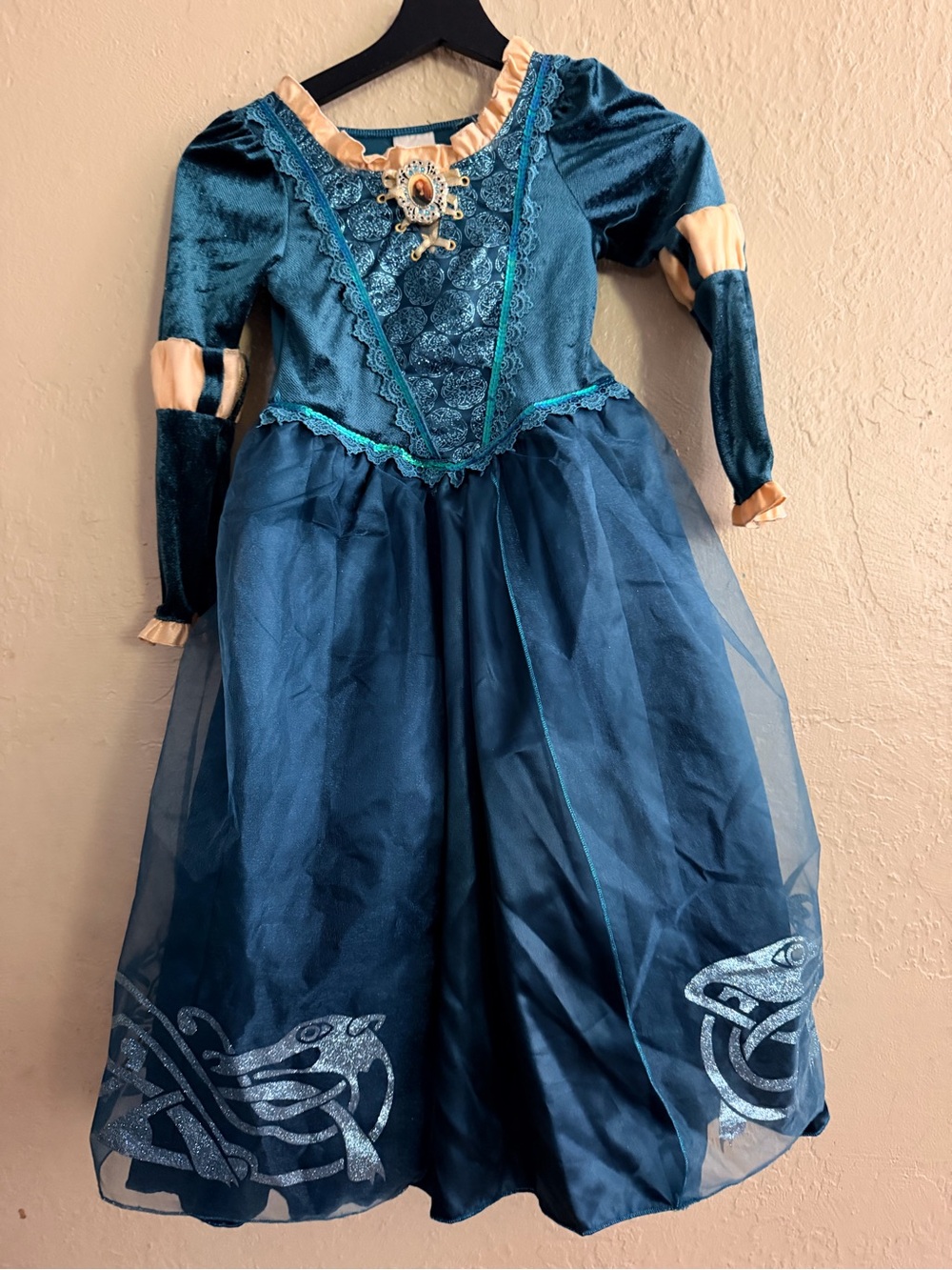 Vintage Disney Merida Teal and Gold Princess Costume Dress